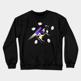 Cow With jitpack fly stickers Crewneck Sweatshirt
